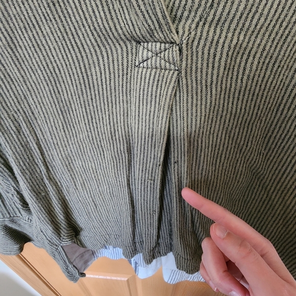 Free People On The Road Striped Olive High-Low Tunic Top - Picture 4 of 15